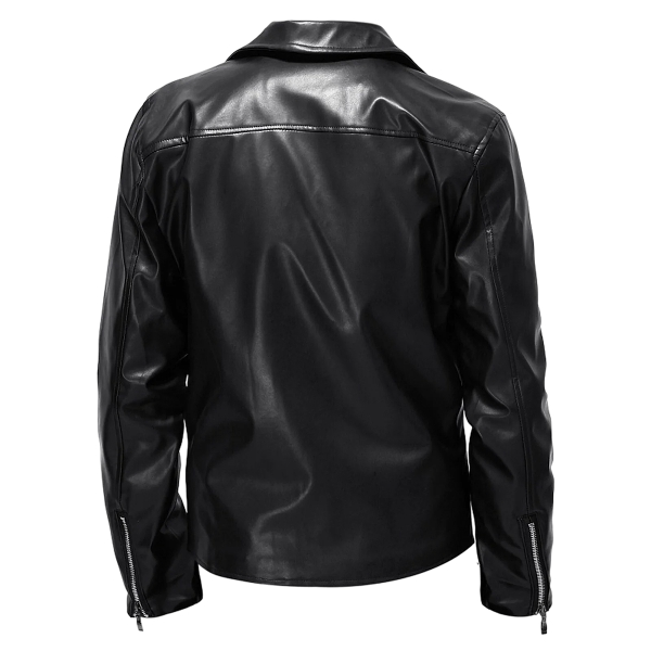 Men’s Faux Leather Jacket – Zipper Pocket Lightweight - Image 3
