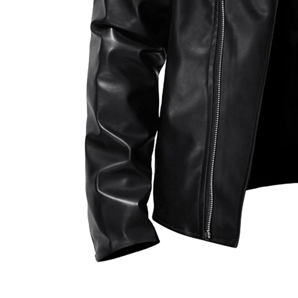 Men’s Faux Leather Jacket – Zipper Pocket Lightweight - Image 2