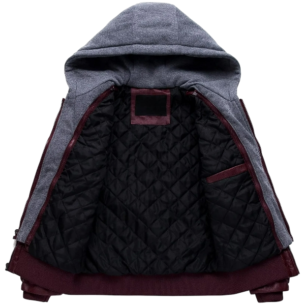 Men’s Wine Red Faux Leather Jacket - Image 3