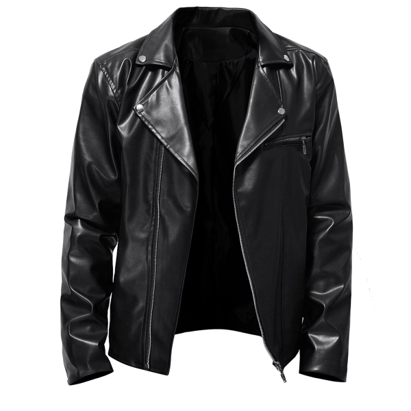 Men’s Faux Leather Jacket – Zipper Pocket Lightweight